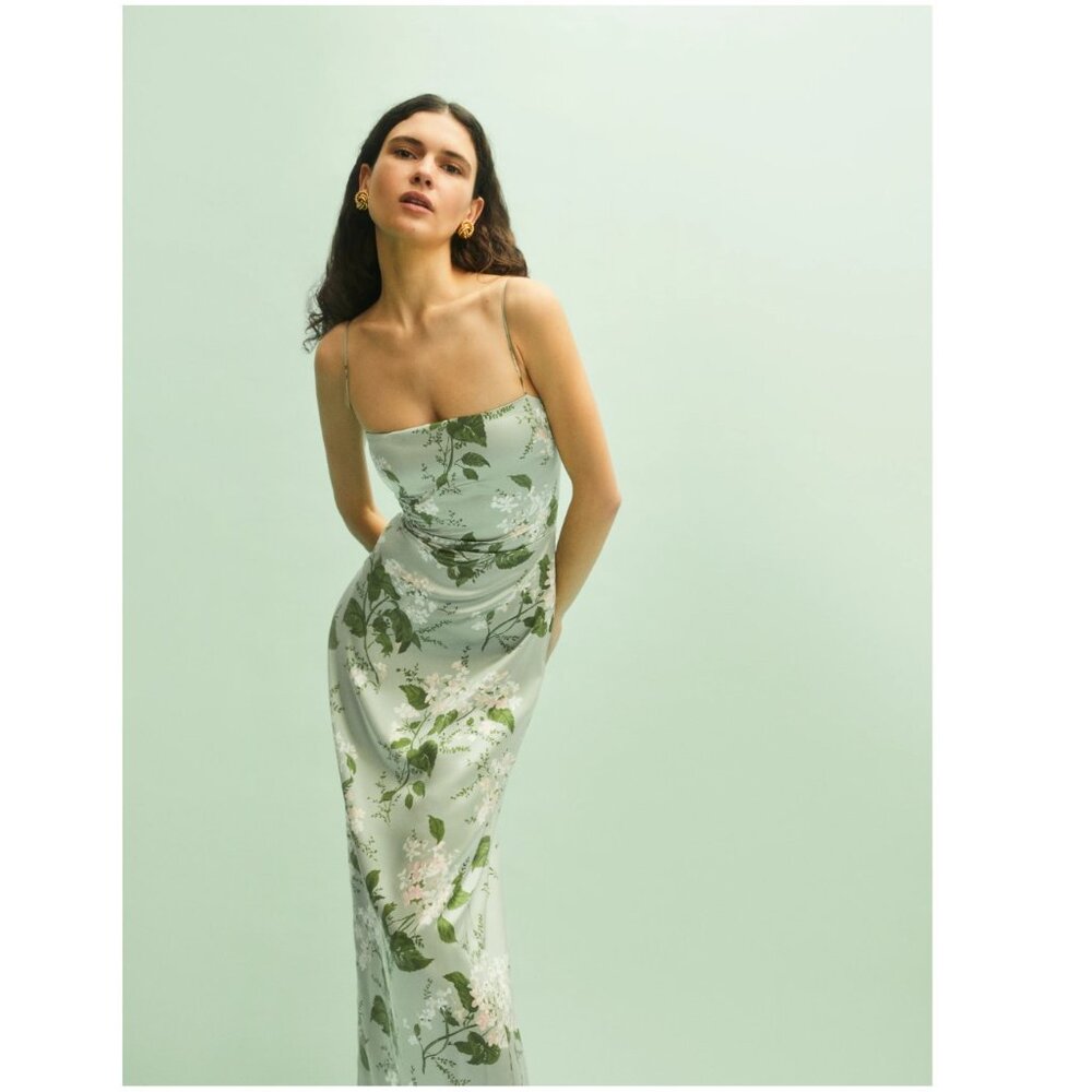 Reformation Frankie Silk Dress - Tea Garden - Picture 5 of 16